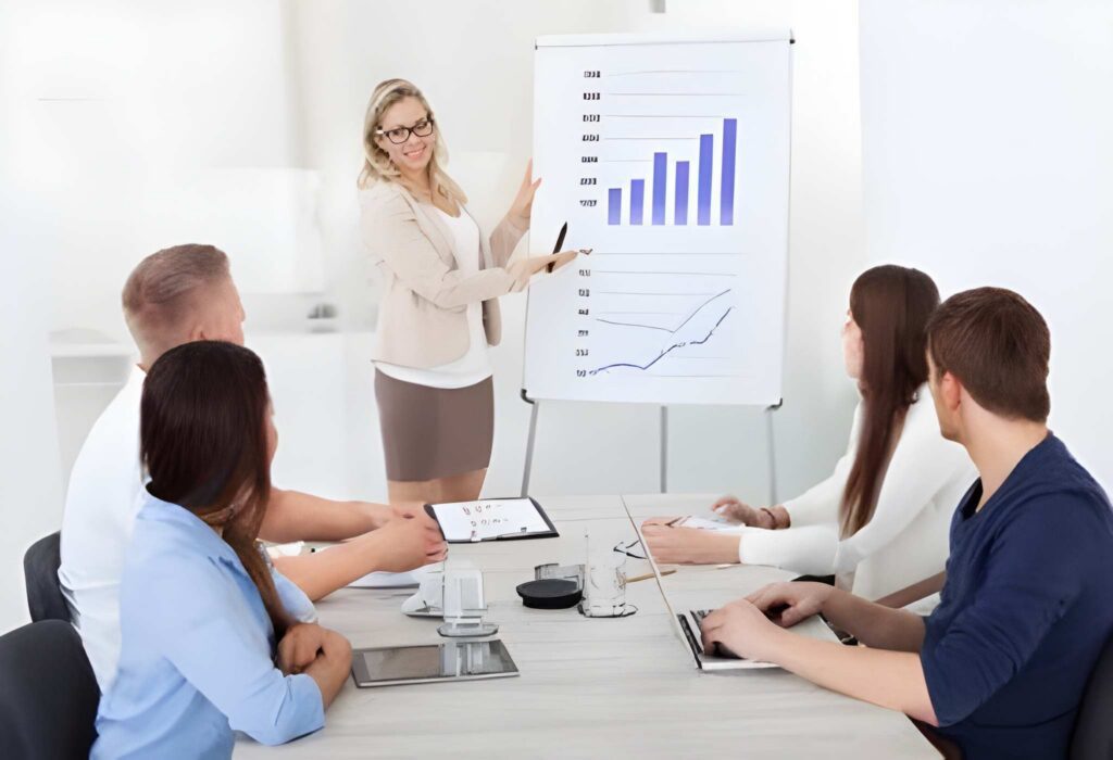 Business meeting with presentation
