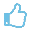 Blue approval icon with black backdrop