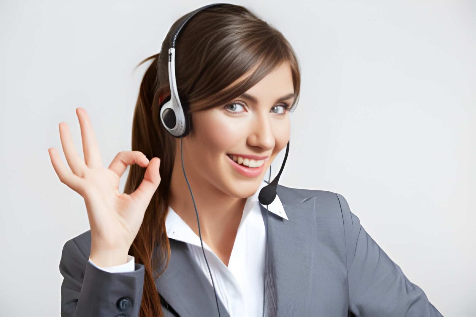 Friendly support agent wearing a headset
