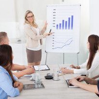 Business meeting with presentation